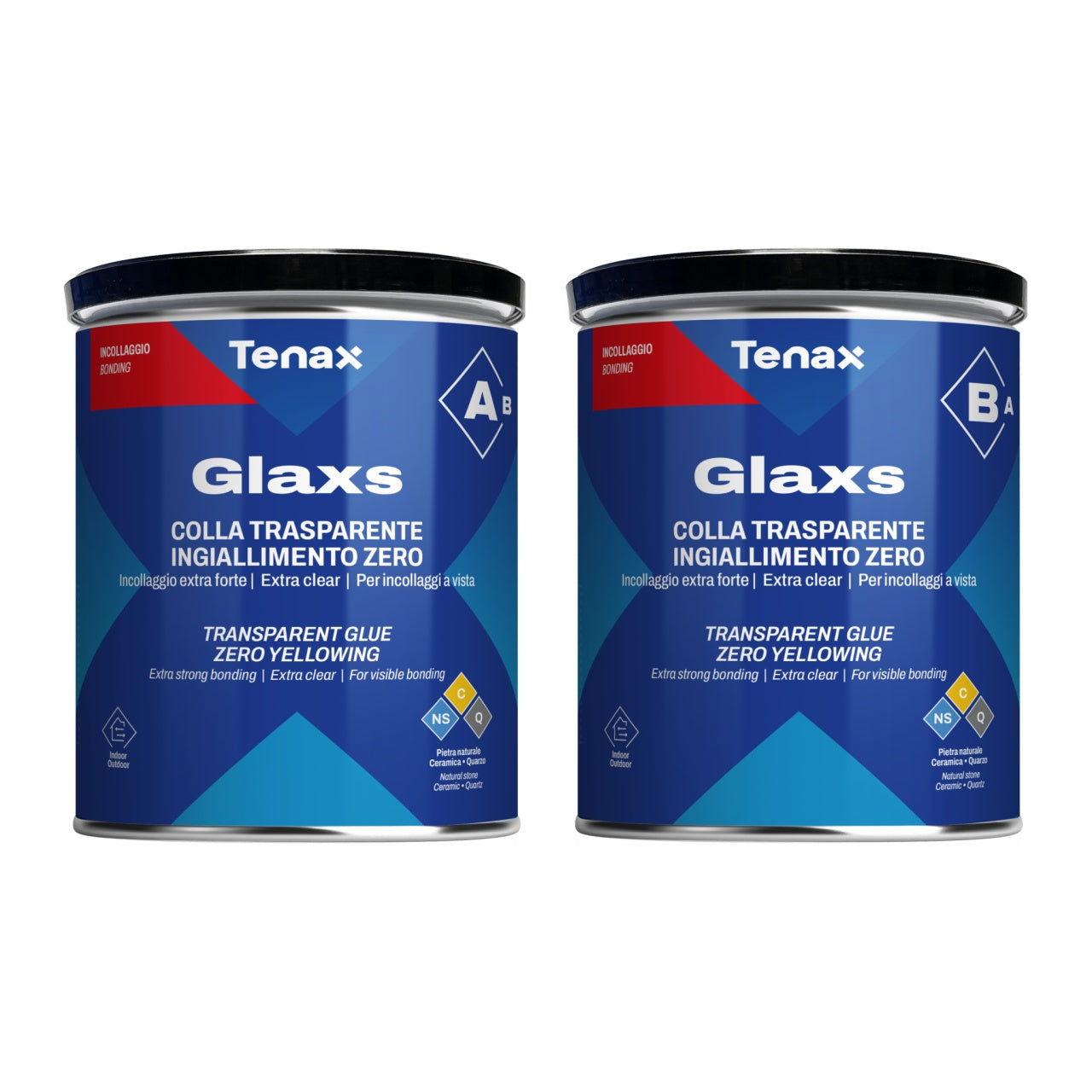 Adeziv / mastic solid transparent, pt. piatra naturala si quartz - Tenax GLAXS Part A+B (0.9kg + 0.9kg)