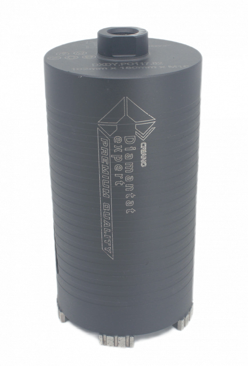 Carota diamantata PREMIUM ø102mm x 180mm x M16 pentru gaurire Beton armat, Zidarie, Granit - DXDY.P0117.102