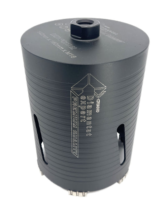 Carota diamantata PREMIUM ø142mm x 180mm x M16 pentru gaurire Beton armat, Zidarie, Granit - DXDY.P0117.142