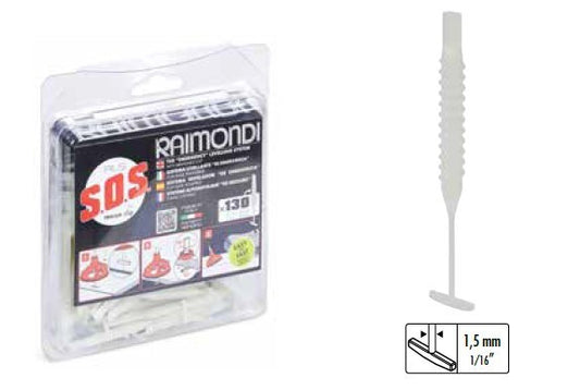 Clipsuri sistem nivelare RLS SOS pt. gresie, faianta si placi - Rost 1.5-5mm - 130 buc - Raimondi-180VSOS0130