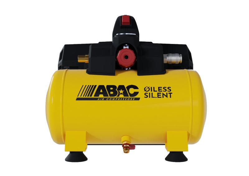 Compresor de aer cu piston fara ulei, silentios - 0.55 kW, 110 L/min, 8 bari - Rezervor 6 Litri - ABAC-START-XT-SIL-07