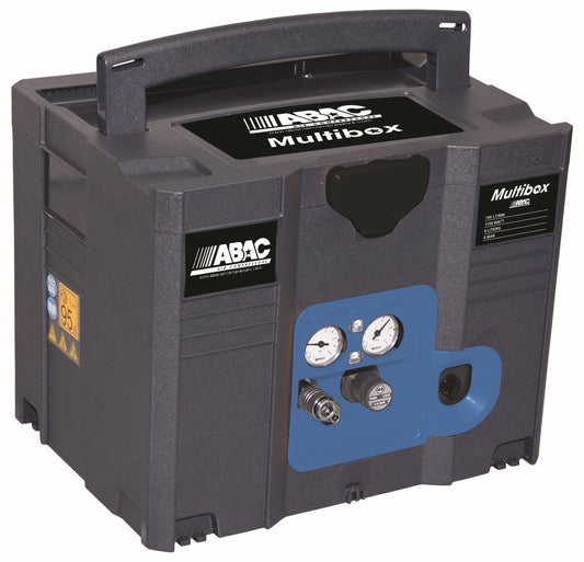 Compresor de aer cu piston fara ulei, silentios, Systainer T-LOC - 1.1 kW, 160 L/min, 8 bari - Rezervor 6 litri - ABAC-MULTIBOX-6