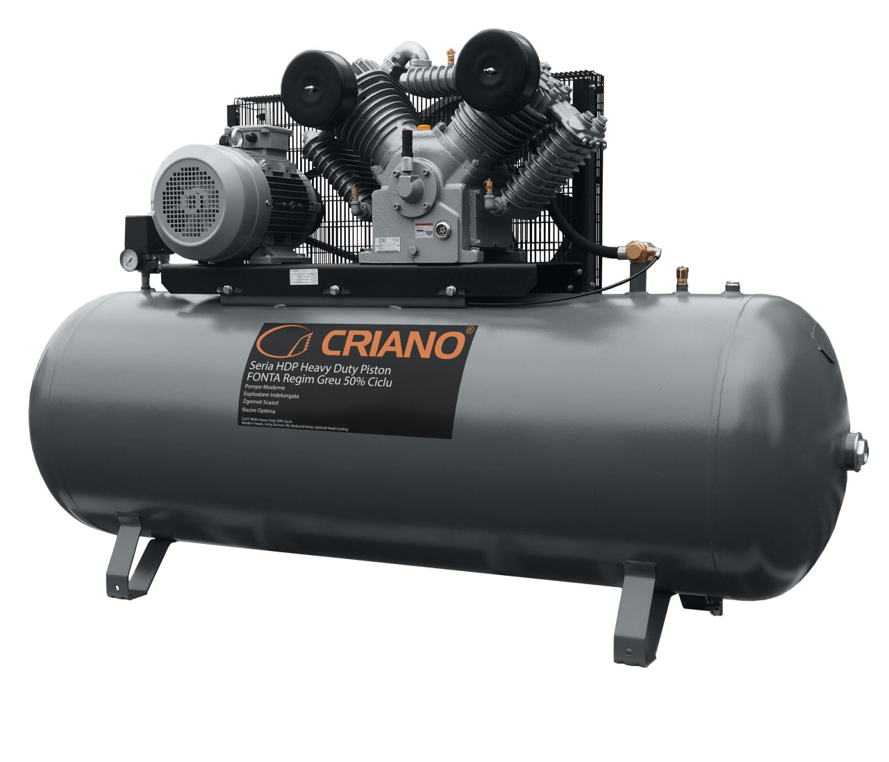 Compresor de aer HEAVY-DUTY Profesional cu piston 10CP, 1500 L/min, 10bar - Rezervor 500 litri - CNO-HDP1500-500