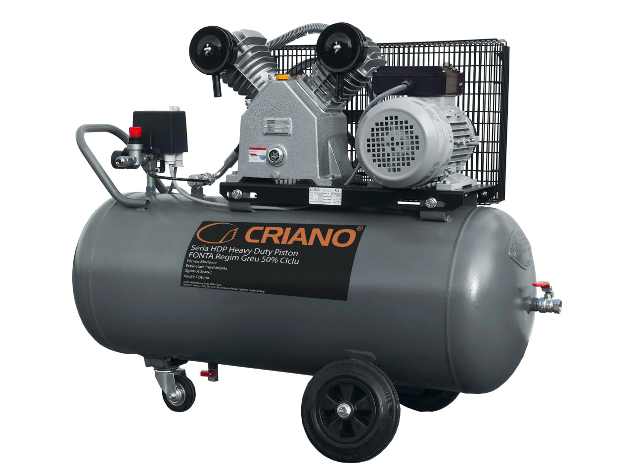 Compresor de aer HEAVY-DUTY Profesional cu piston 3CP, 430 L/min, 10bar - Rezervor 100 litri - CNO-HDP430-100M