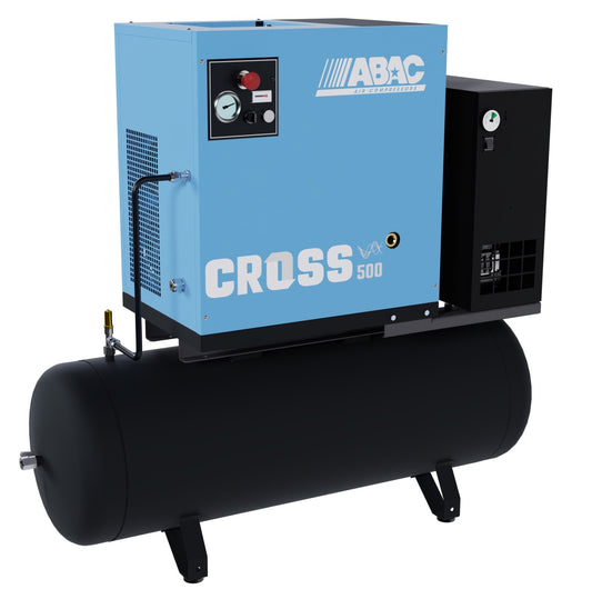 Compresor de aer profesional cu surub, cu uscator de aer - 4 kW, 516 L/min, 10 bari - Rezervor 200 Litri - ABAC-CROSS-500E-10-400/50-200-MEBB