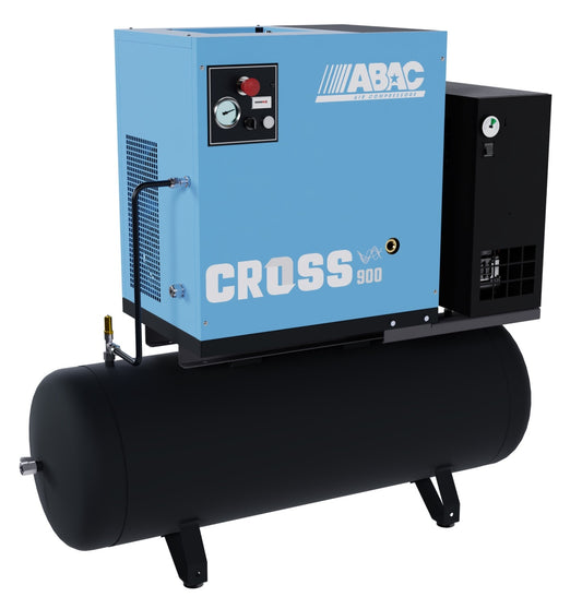 Compresor de aer profesional cu surub, cu uscator de aer - 7.5 kW, 848 L/min, 10 bari - Rezervor 200 Litri - ABAC-CROSS-900E-10-400/50-200-MEBB