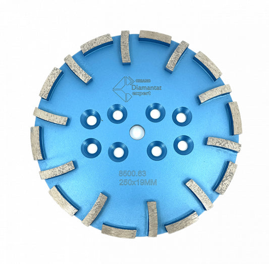 Disc cu segmenti diamantati pt. slefuire pardoseli - segment fin - Albastru - 250 mm - prindere 19mm - DXDY.8500.250.63