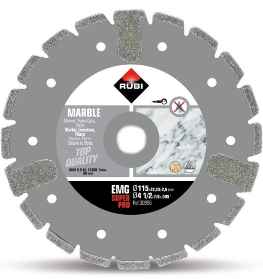 Disc diamantat galvanizat pt. marmura 115mm, EMG 115 SuperPro - RUBI-30995