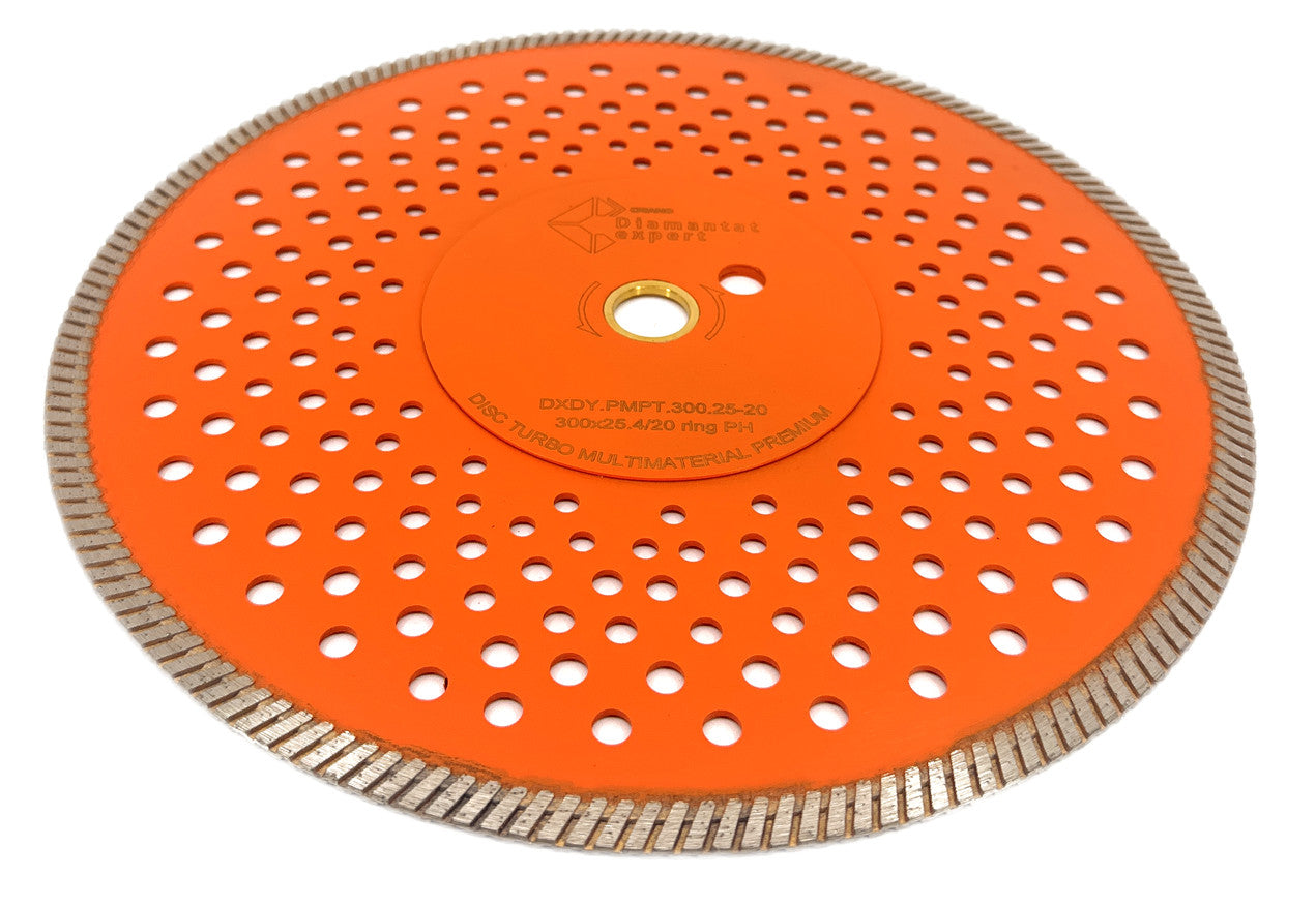 Disc diamantat pentru taiat Granit, Piatra, Beton armat, Materiale dure TURBO Laser 300x25,4mm (cu inel reductor de 20mm) SUPER PREMIUM - DXDY.PMPT.300.25-20