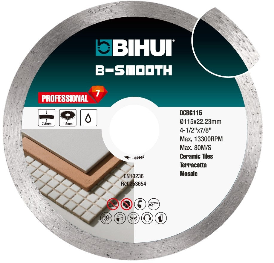 Disc Diamantat pt. taiat placi ceramice, uz universal, 115x22.23 (mm) Profesional - BIHUI-DCBG115