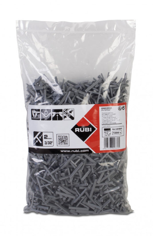 Distantiere tip T ( Teuri ) pt. placi - gresie si faianta - Rost 2 mm - 1000 buc - RUBI-2864