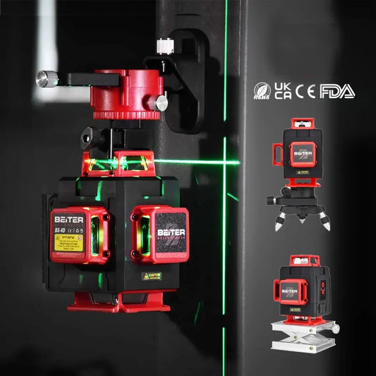 Nivela Laser Verde 4D - 360°, pentru pardoseli si tavan, raza de actiune 30m - Beiter BX-4D