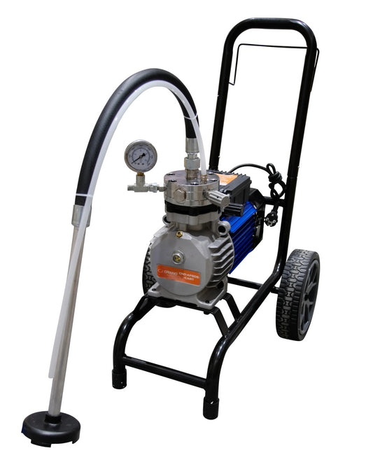 Pompa de vopsit si zugravit AIRLESS Diafragma Profesională cu Carucior - Complet Echipata - 1/4", 1.8kW, 5L/min - CNO-APSD5-CART