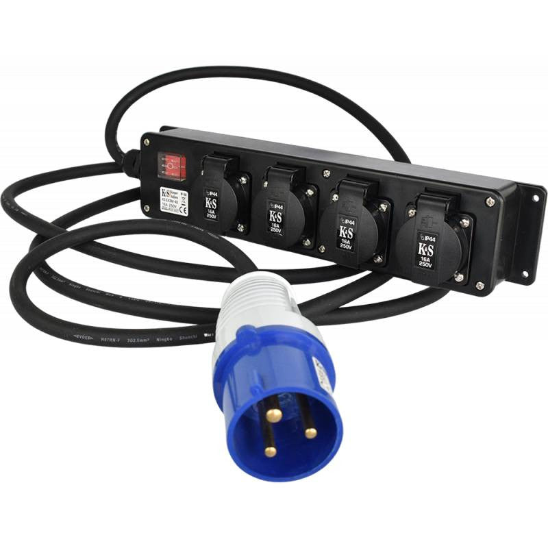 Prelungitor 230V Stecher Euro - 4x Priza Casnica - max 5000W - KS-EX3M-4S