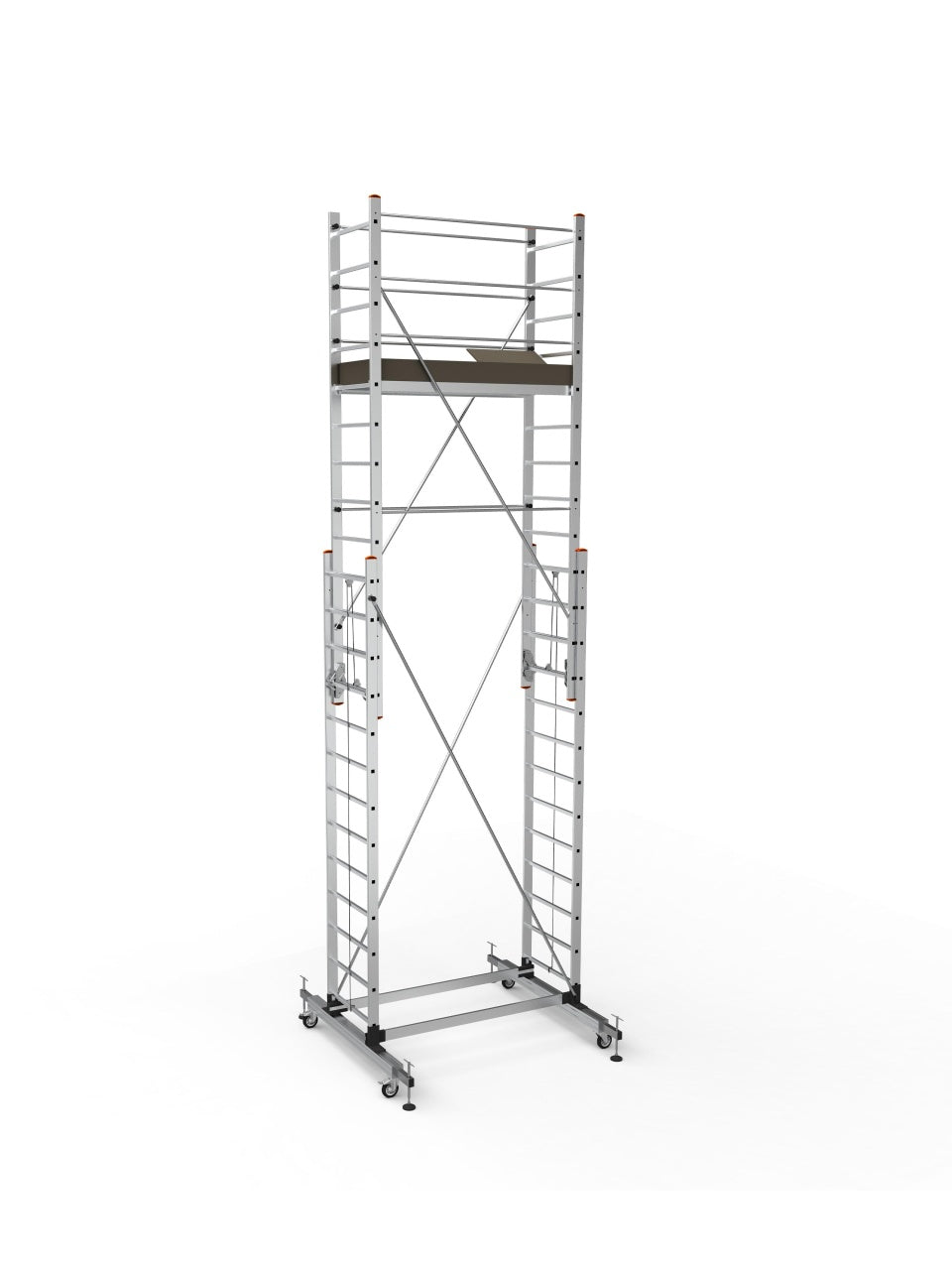 Schela mobila aluminiu telescopica 2x3,5(m), inaltime lucru 7 metri, o platforma 1,6x0,6(m), max 200kg/mp - CNO-SME-MEGA7