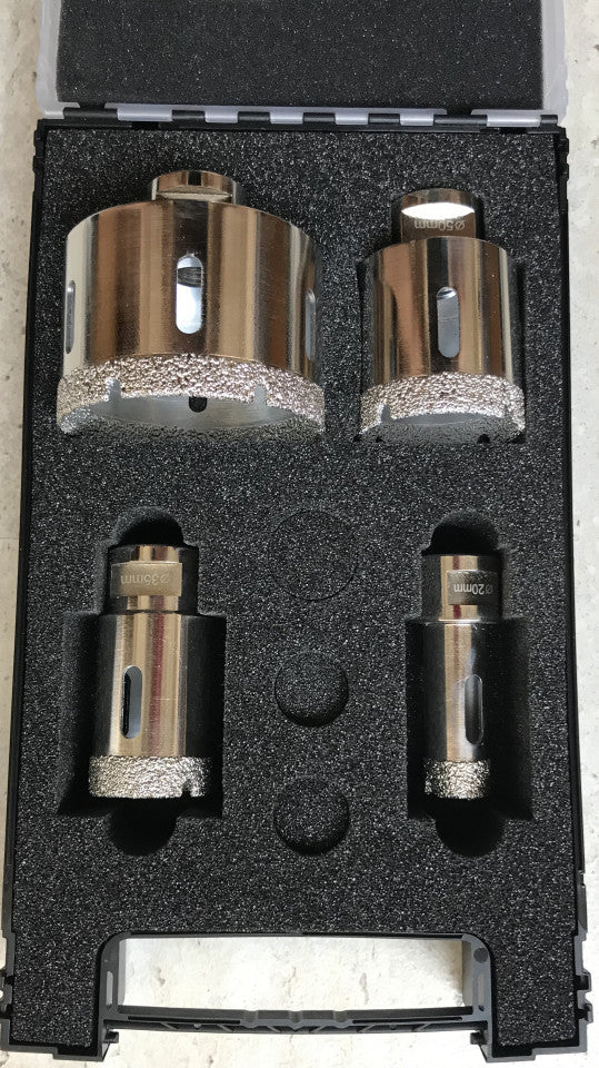 Set 4 carote diamantate pt. gresie portelanata & piatra - diam. 20, 35, 50, 75mm Super Premium - DXDH.80407.S20-75.Set