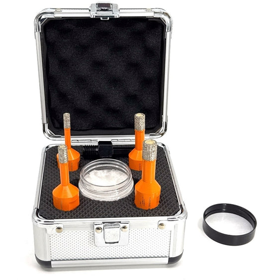 Set carote diamantate pt. gresie portelanata & piatra - diam. 6, 8, 10, 12 mm - 3DTECH - Super PREMIUM - DXDY.NEODRILL.MiniSet