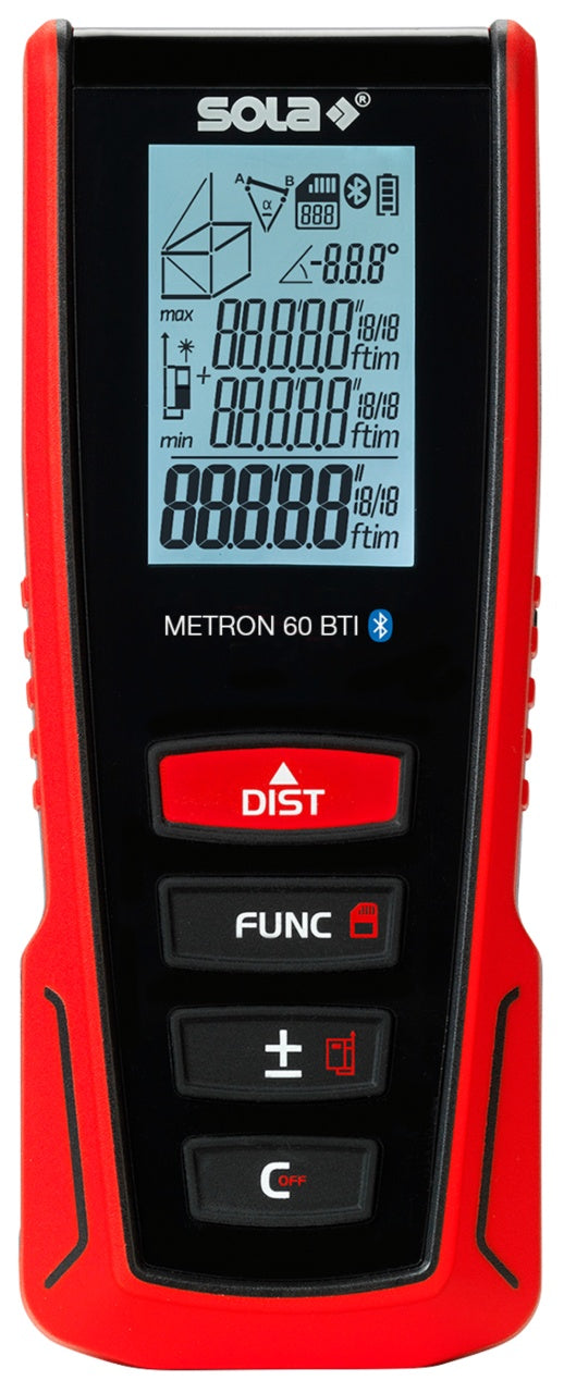 Telemetru cu laser roșu si bluetooth, Sola App - 60m, METRON 60 BTI - Sola-71027201