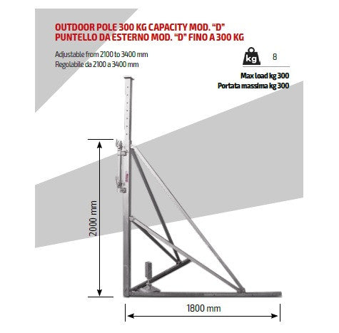 Trepied pt. fixare in exterior - inaltime reglabila 2100-3400 mm pt. Electropalane IORI-MOD-D