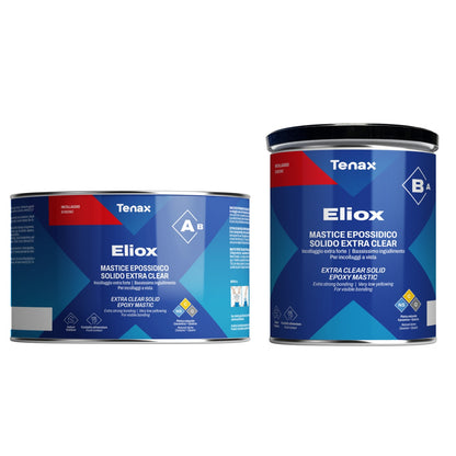 Adeziv / mastic epoxy solid extra-transparent, pt. ceramica, piatra naturala si quartz - Tenax Eliox part B, 0.75kg