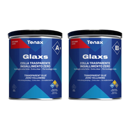 Adeziv / mastic solid transparent, pt. piatra naturala si quartz - Tenax GLAXS Part A+B (0.9kg + 0.9kg)