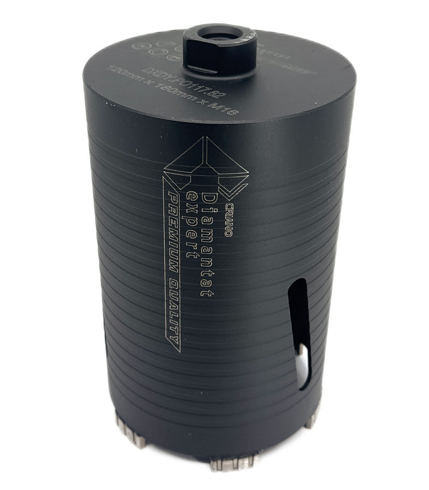 Carota diamantata PREMIUM ø122mm x 180mm x M16 pentru gaurire Beton armat, Zidarie, Granit - DXDY.P0117.122