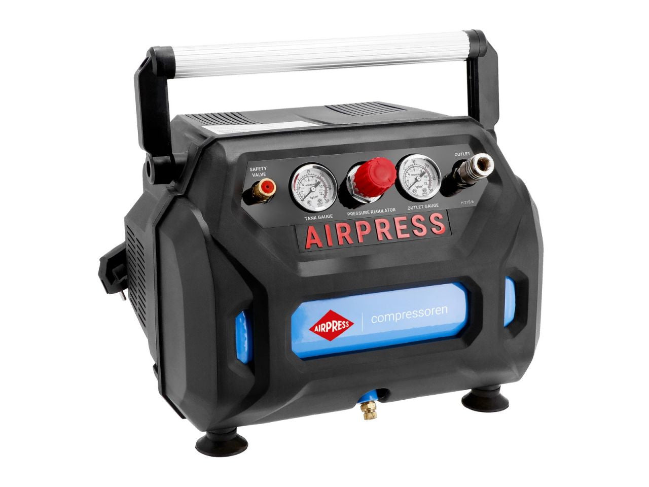 Compresor de aer cu piston, fara ulei - Blue Series 1.1kW, 126 L/min, 8 bari - Rezervor 6 Litri - AirPress-H215/6-36943