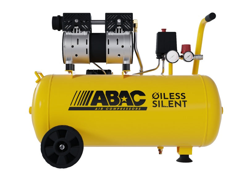 Compresor de aer cu piston fara ulei, silentios - 0.75 kW, 130 L/min, 8 bari - Rezervor 50 Litri - ABAC-MONTECARLO-XT-SIL-10