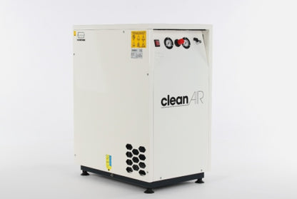 Compresor de aer medical cu piston fara ulei, cu uscator aer si carcasa insonorizata - 30 l, 1.1 kW, 240 L/min, 8 bari - ABAC-CleanAir-CLR-15/30ST