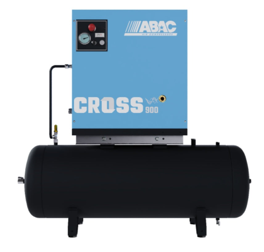 Compresor de aer profesional cu surub - 7.5 kW, 848 L/min, 10 bari - Rezervor 200 Litri - ABAC-CROSS-900-10-400/50-200-MEBB