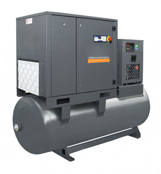 Compresor de aer profesional cu surub, cu uscator de aer - 11kW, 1650 L/min, 8bari - Rezervor 500 Litri - WLT-11/500-P-COMBO-8bar