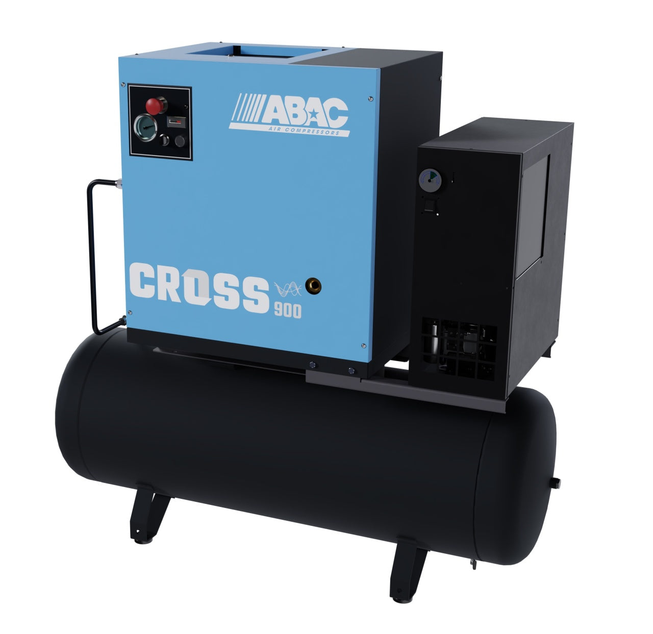 Compresor de aer profesional cu surub, cu uscator de aer - 7.5 kW, 900 L/min, 10 bari - Rezervor 200 Litri - ABAC-CROSS-900E-10-400/50-200-MEBB