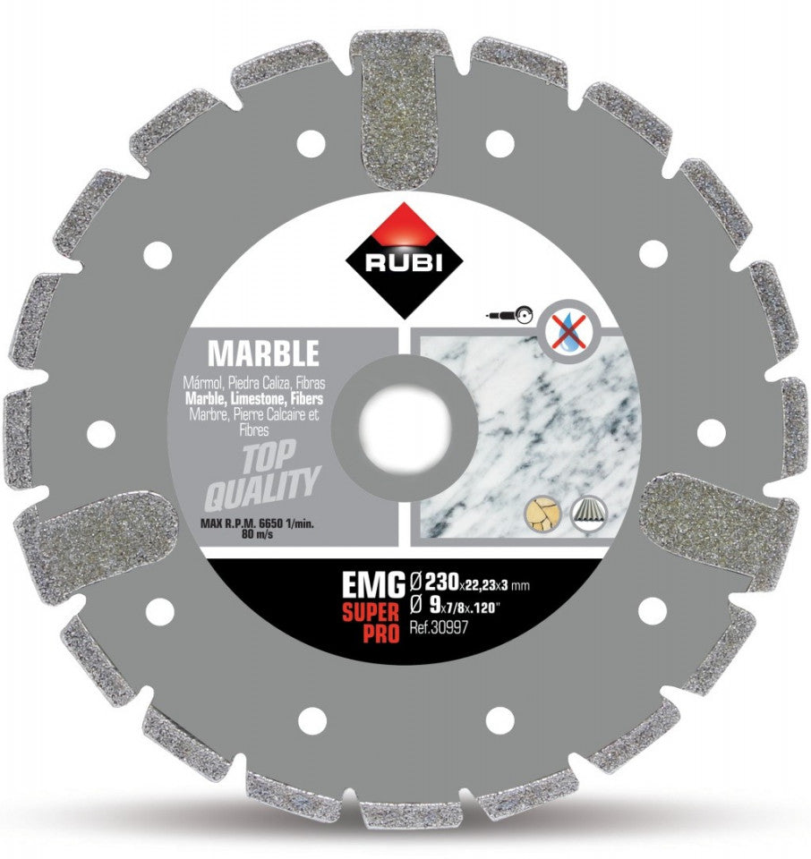 Disc diamantat galvanizat pt. marmura 230mm, EMG 230 SuperPro - RUBI-30997