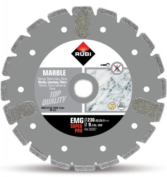 Disc diamantat galvanizat pt. marmura 230mm, EMG 230 SuperPro - RUBI-30997