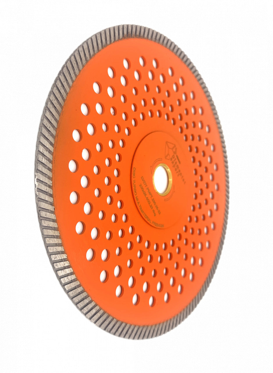 Disc diamantat pentru taiat Granit, Piatra, Beton armat, Materiale dure TURBO Laser 230x25,4mm (cu inel reductor de 22,23mm) SUPER PREMIUM - DXDY.PMPT.230.25-22