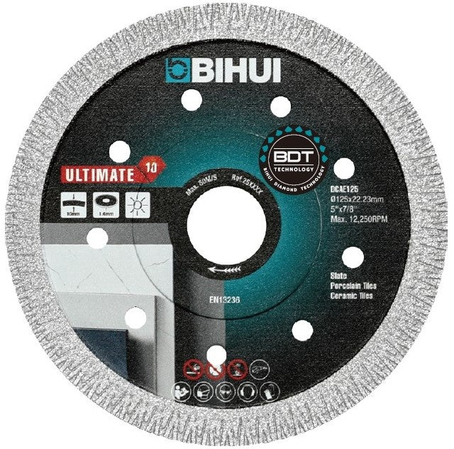 Disc Diamantat pt. Materiale dure, Portelan, Placi ceramice, 125x22.2 (mm) Ultimate BDT - BIHUI-DCAE125
