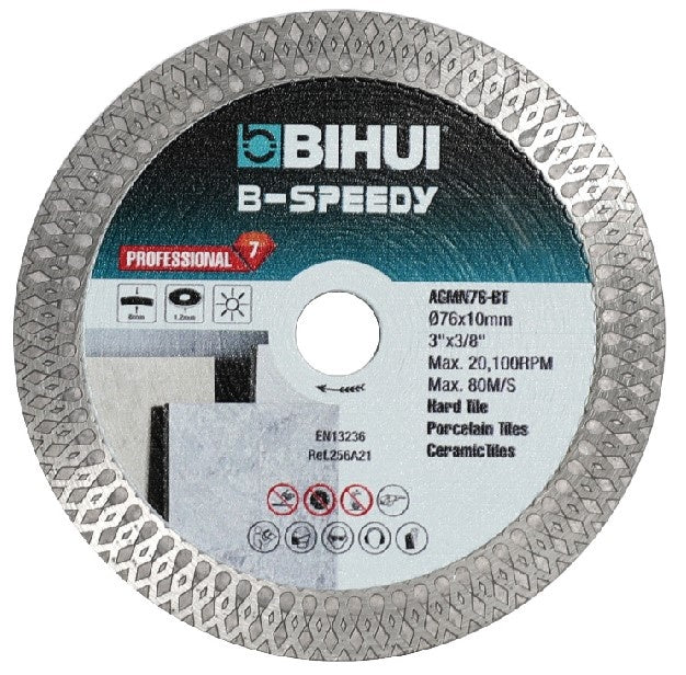 Disc Diamantat pt. Placi ceramice, Greie, Faianta 76x10 (mm) - BIHUI-AGMN76-BT