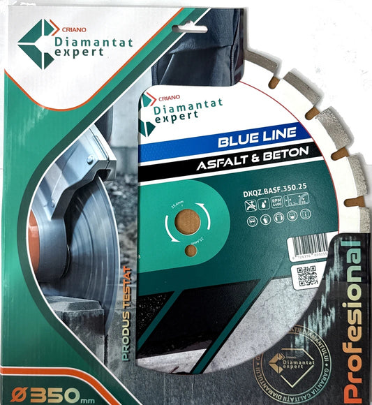 Disc DiamantatExpert LASER pt. Asfalt, Beton, Materiale abrazive 350x25,4mm (mm) taiere uscata sau umeda, Blue Line Profesional - DXQZ.BASF.350.25