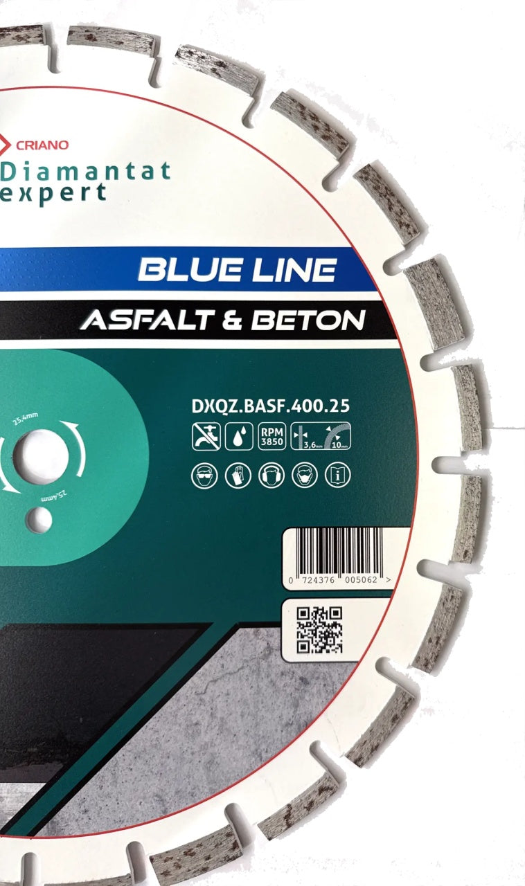 Disc DiamantatExpert LASER pt. Asfalt, Beton, Materiale abrazive 400x25,4mm (mm) taiere uscata sau umeda, Blue Line Profesional - DXQZ.BASF.400.25