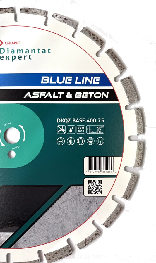 Disc DiamantatExpert LASER pt. Asfalt, Beton, Materiale abrazive 400x25,4mm (mm) taiere uscata sau umeda, Blue Line Profesional - DXQZ.BASF.400.25