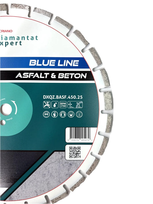Disc DiamantatExpert LASER pt. Asfalt, Beton, Materiale abrazive 450x25,4mm (mm) taiere uscata sau umeda, Blue Line Profesional - DXQZ.BASF.450.25