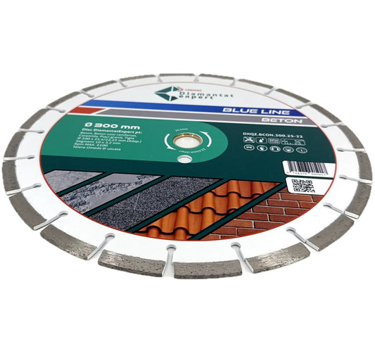 Disc DiamantatExpert LASER pt. Beton, Materiale constructii 300x25,4/22,23(inel) (mm) taiere uscata sau umeda, Blue Line Profesional - DXQZ.BCON.300.25-22