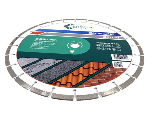 Disc DiamantatExpert LASER pt. Beton, Materiale constructii 350x25,4mm (mm) taiere uscata sau umeda, Blue Line Profesional - DXQZ.BCON.350.25