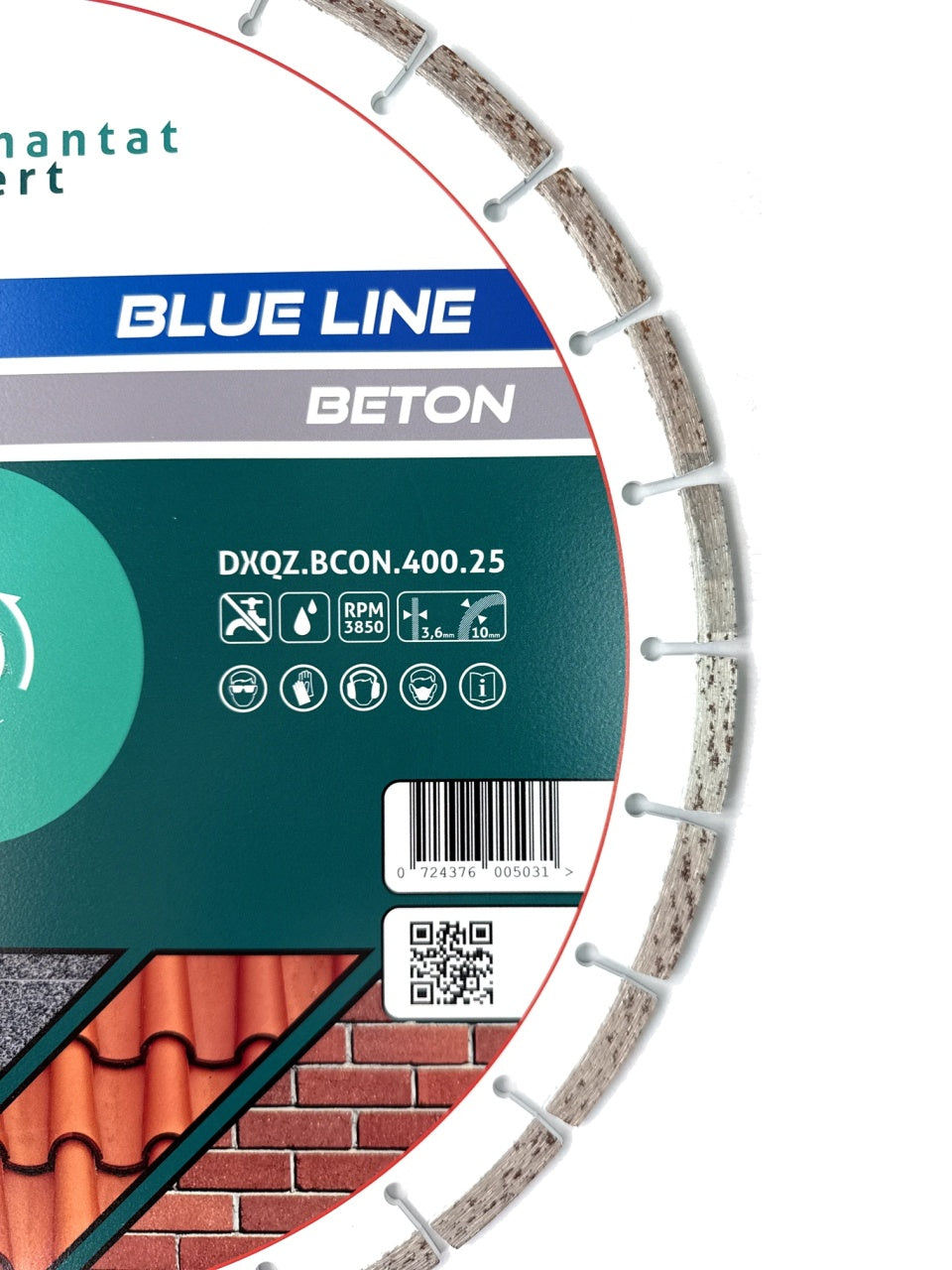 Disc DiamantatExpert LASER pt. Beton, Materiale constructii 400x25,4mm (mm) taiere uscata sau umeda, Blue Line Profesional - DXQZ.BCON.400.25