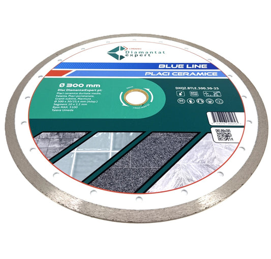 Disc DiamantatExpert pt. Ceramica, Gresie Portelanata de Duritate Medie, Placi 300x30/25,4mm(ring) (mm) taiere umeda, Blue Line Profesional - DXQZ.BTLE.300.30-25