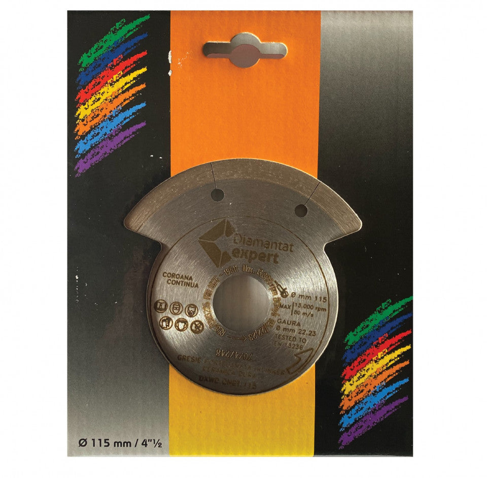 Disc DiamantatExpert pt. Portelan dur, ceramica dura - Ultra Long Life 115x22.2 (mm) Ultra Premium - DXWD.QNBT.115
