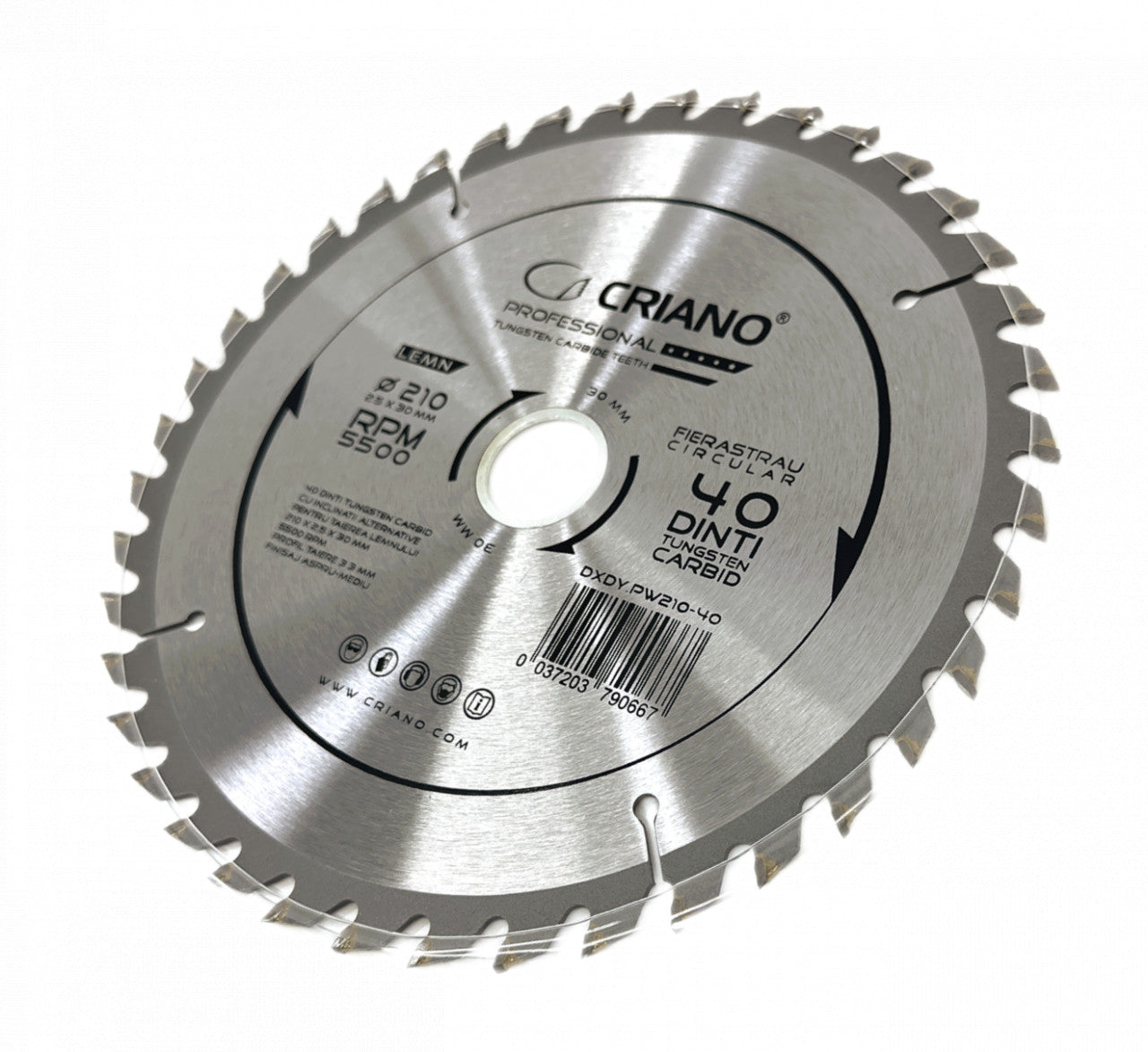 Disc Premium TCT - panza de fierastrau circular pentru taiat lemn, 210x30/25,4/20 cu 40 dinti din carbura de tungsten (vidia) - DXDY.PW210-40