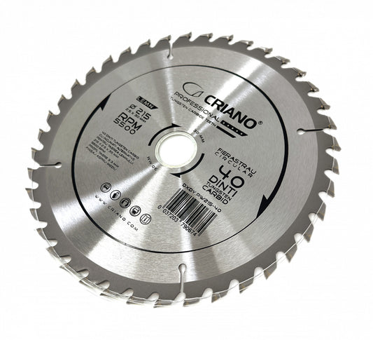 Disc Premium TCT - panza de fierastrau circular pentru taiat lemn, 215x30/25,4/20 cu 40 dinti din carbura de tungsten (vidia) - DXDY.PW215-40