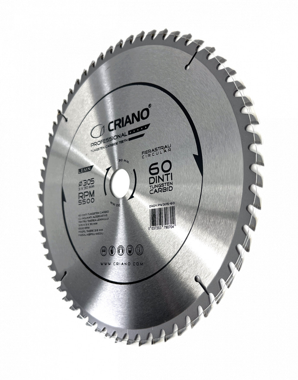 Disc Premium TCT - panza de fierastrau circular pentru taiat lemn, 305x30/25,4/20 cu 60 dinti din carbura de tungsten (vidia) - DXDY.PW305-60