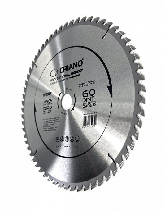 Disc Premium TCT - panza de fierastrau circular pentru taiat lemn, 305x30/25,4/20 cu 60 dinti din carbura de tungsten (vidia) - DXDY.PW305-60